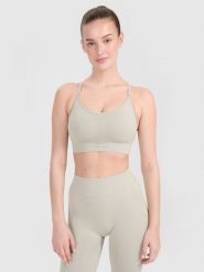 4F Biustonosz treningowy z niskim wsparciem - beżowy M/L. Brązowe bielizna sportowa damska 4F, l, bez wzorów, z dzianiny. W wyprzedaży za 69.99 zł.