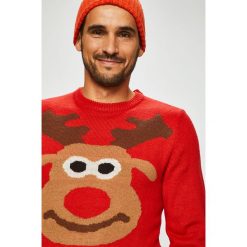 Only & Sons - Sweter. Czerwone swetry męskie Only & Sons, m, bez wzorów, z dzianiny, bez kołnierzyka, bez ramiączek. W wyprzedaży za 79.90 zł.