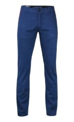 Stylowe Spodnie Męskie, 100% BAWEŁNA, Chinosy, Zwężane Nogawki, Chabrowe. Niebieskie eleganckie spodnie męskie Chiao, bez wzorów, z bawełny. Za 169.00 zł.