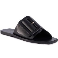 Klapki Eva Longoria. Czarne klapki damskie Eva Longoria, bez wzorów, bez obcasa, bez zapięcia. Za 399.99 zł.