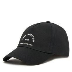 Czapka z daszkiem KARL LAGERFELD. Czarne czapki damskie KARL LAGERFELD, bez wzorów. Za 199.99 zł.