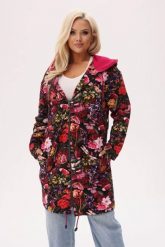 Bluza z kapturem Bloom - florystyczny print z akcentem ważek PLUS SIZE XXL OVERSIZE JESIEŃ. Różowe bluzy damskie Moda Size Plus Iwanek, na jesień, plus size, bez wzorów, z bawełny, eleganckie, bez ramiączek, z kapturem. Za 329.90 zł.