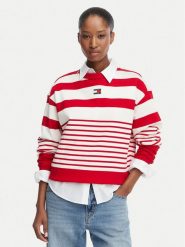 Tommy Jeans Bluza DW0DW22824 Czerwony Regular Fit. Czerwone bluzy damskie Tommy Jeans, xs, bez wzorów, z bawełny, bez ramiączek, bez kaptura. Za 449.99 zł.