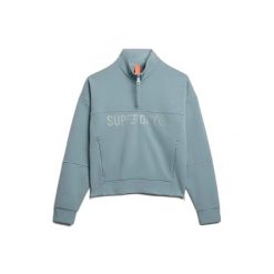 Damska bluza z kapturem zapinana na zamek Superdry Active Tech. Niebieskie bluzy damskie Superdry, l, bez wzorów, z materiału, bez ramiączek, z kapturem. Za 283.00 zł.