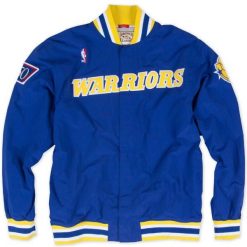 Kurtka Golden State Warriors nba authentic. Niebieskie kurtki męskie Mitchell & Ness, bez wzorów, sportowe, bez kaptura. Za 876.00 zł.