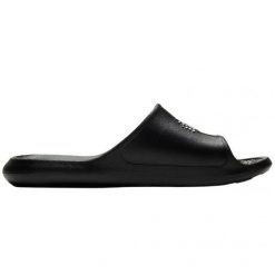 Klapki Nike Victori One Shower Slide CZ7836-001 czarne. Czarne klapki damskie bez wzorów, z materiału, sportowe, bez obcasa, bez zapięcia. W wyprzedaży za 201.50 zł.