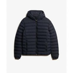 Kurtka puchowa Superdry. Brązowe kurtki męskie Superdry, na jesień, l, z aplikacjami, z materiału, eleganckie, z kapturem. Za 552.90 zł.
