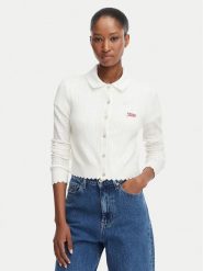 Tommy Jeans Kardigan Pointelle DW0DW22931 Biały Regular Fit. Białe kardigany damskie Tommy Jeans, l, bez wzorów, z jeansu, bez kołnierzyka. Za 449.99 zł.