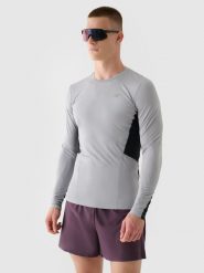4F Longsleeve do biegania szybkoschnący męski - szary XL. Szare koszulki sportowe męskie 4F, m, bez wzorów, z dzianiny, bez ramiączek, do biegania. W wyprzedaży za 59.99 zł.
