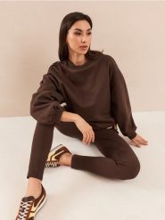 Bawełniane legginsy w prążek - brązowy. Brązowe legginsy damskie Sinsay, bez wzorów, z bawełny. Za 29.99 zł.