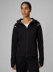 4F Bluza dresowa slim z kapturem damska - czarna XL. Czarne bluzy damskie 4F, xl, bez wzorów, z dresówki, bez ramiączek, z kapturem. Za 199.99 zł.