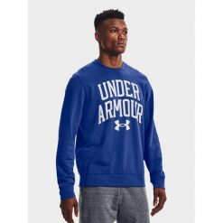 Bluza fitness męska UNDER ARMOUR Rival Terry Crew. Niebieskie bluzy męskie Under Armour, l, bez wzorów, casualowe, bez ramiączek, bez kaptura. W wyprzedaży za 165.84 zł.