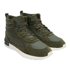Męskie Buty Gravition Leather Mid. Zielone buty zimowe męskie Puma, bez wzorów, bez obcasa, bez zapięcia. Za 481.99 zł.