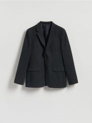 Marynarka regular fit z wiskozą - ciemnoszary. Szare marynarki męskie Reserved, bez wzorów, z tkaniny, bez kołnierzyka, bez ramiączek. Za 379.99 zł.