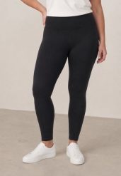 Czarne Gładkie Legginsy z Wysokim Stanem i Panelem Podkreślającym Talię Noseno. Czarne legginsy damskie Born2be, plus size, bez wzorów, z jeansu, z podwyższonym stanem, na fitness i siłownię. Za 79.99 zł.