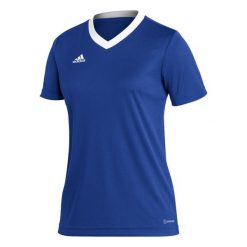 Koszulka piłkarska damska Adidas Entrada 22 Jersey. Niebieskie bluzki damskie Adidas, s, bez wzorów, z jersey, sportowe, bez kołnierzyka, bez ramiączek. Za 65.98 zł.
