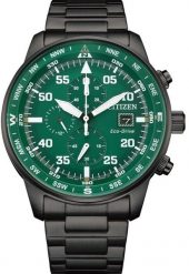Zegarek Citizen Citizen Aviator Crono CA0885-54X Zegarek męski zielona tarcza 44 mm. Zielone zegarki męskie CITIZEN, bez wzorów. Za 1,399.99 zł.