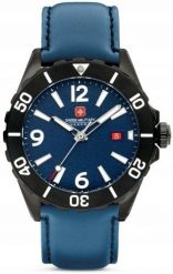 Zegarek Swiss Military Hanowa Męski niebieska tarcza 44 mm (SMWGB0000250). Niebieskie zegarki męskie Swiss Military Hanowa, bez wzorów. Za 780.99 zł.