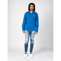 Bluza trekking męska Training-Roviogo. Niebieskie bluzy męskie Fila, m, bez wzorów, z bawełny, z kapturem, trekkingowe. Za 313.00 zł.