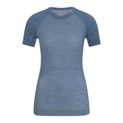 Koszulka damska Falke Wool-Tech Light. Niebieskie koszulki sportowe damskie Falke, bez wzorów, bez ramiączek. Za 390.00 zł.