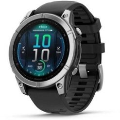 Zegarek sportowy Garmin Garmin fēnix® E AMOLED stainless steel with a black silicone band. Czarne zegarki sportowe Garmin, bez wzorów. Za 2,240.55 zł.