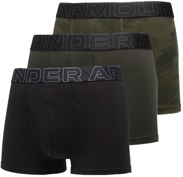 Under Armour Bokserki męskie UNDER ARMOUR Czarne/Khaki - 3 PAK Performance L. Brązowe bokserki męskie Under Armour, bez wzorów. Za 141.90 zł.