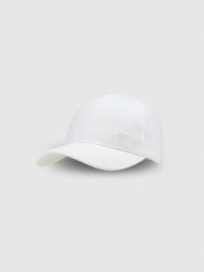 4F Czapka z daszkiem strapback uniseks - biała L/XL. Białe czapki damskie 4F, na lato, bez wzorów, z bawełny, sportowe. W wyprzedaży za 39.99 zł.