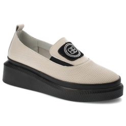 Beżowe Półbuty Vinceza Modne Obuwie Damskie. Brązowe półbuty damskie VINCEZA, bez wzorów, ze skóry, eleganckie, bez obcasa, na koturnie, bez zapięcia. Za 139.00 zł.
