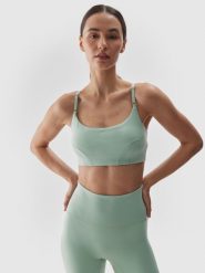 4F Biustonosz do jogi i pilatesu z niskim wsparciem - turkusowy S. Niebieskie bielizna sportowa damska 4F, s, bez wzorów, z dzianiny. W wyprzedaży za 59.99 zł.