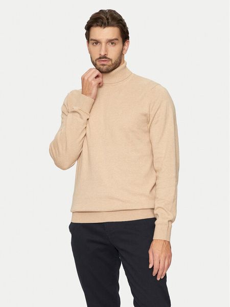 Bugatti Golf 7700 65520B Beżowy Regular Fit. Brązowe swetry męskie Bugatti, m, bez wzorów, z bawełny, bez kołnierzyka, bez ramiączek. Za 219.99 zł.