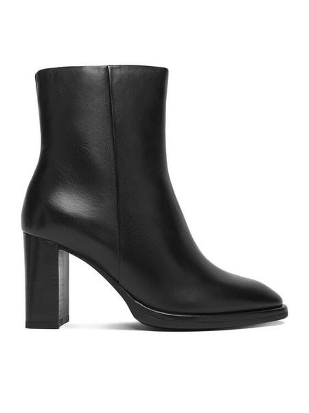 GINO ROSSI Botki EO-LORA-0121991 Czarny. Czarne botki damskie Gino Rossi, bez wzorów, ze skóry, bez obcasa, na słupku, bez zapięcia. Za 289.99 zł.