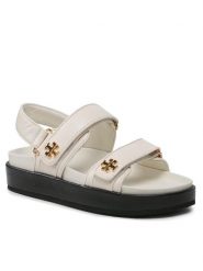 Tory Burch Sandały Kira Sport Sandal Calf Leather 144328 Écru. Sandały damskie Tory Burch, bez wzorów, ze skóry, bez obcasa, na płaskiej podeszwie, bez zapięcia. W wyprzedaży za 1,209.00 zł.