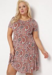 Pomarańczowa Sukienka Mini z Wiskozy o Rozkloszowanym Fasonie Boho Aiselle. Brązowe sukienki damskie Born2be, na lato, l, bez wzorów, z wiskozy, boho, bez kołnierzyka, bez ramiączek, mini, rozkloszowane. Za 49.99 zł.