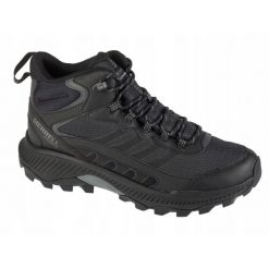 Buty trekkingowe w góry męskie MERRELL SPEED STRIKE MID wysokie wodoodporne. Czarne trekkingi męskie Merrell, bez zapięcia. Za 469.00 zł.