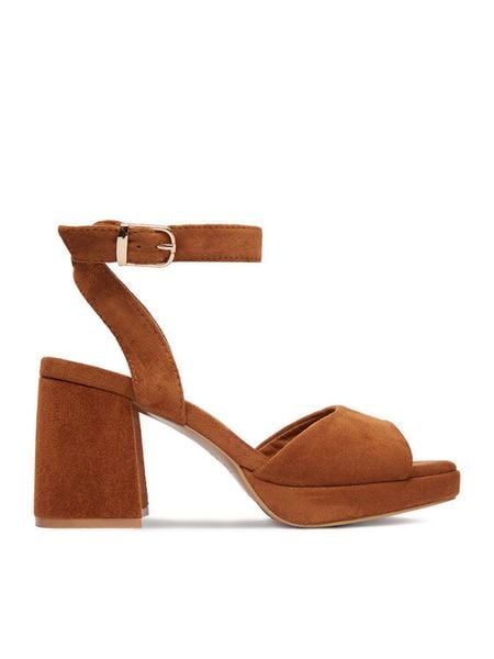 DeeZee Sandały CEO-HY3065-2 Brązowy. Brązowe sandały damskie DeeZee, bez wzorów, z materiału, bez obcasa, na słupku, bez zapięcia. Za 69.99 zł.