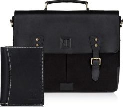 Paolo Peruzzi Zestaw torba i portfel czarny Paolo Peruzzi ZUP-28-BL. Czarne portfele męskie Paolo Peruzzi, bez wzorów. Za 508.88 zł.