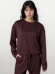 Bluza crewneck z domieszką wiskozy - brązowy. Brązowe bluzy damskie Sinsay, l, bez wzorów, z wiskozy, sportowe, bez ramiączek, bez kaptura. Za 49.99 zł.