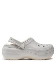 Crocs Klapki Classic Platform Glitter Lined Clog W 210413 Srebrny. Szare klapki damskie Crocs, bez wzorów, z tworzywa sztucznego, bez obcasa, bez zapięcia. Za 249.99 zł.