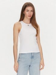 TWINSET Top 251TP2550 Biały Slim Fit. Białe topy damskie Twinset, m, bez wzorów, z bawełny, bez kołnierzyka, bez ramiączek. Za 209.99 zł.