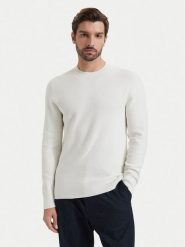 Calvin Klein Sweter LV04LF304G Kremowy Regular Fit. Białe swetry męskie Calvin Klein, m, bez wzorów, z bawełny, bez kołnierzyka, bez ramiączek. Za 449.99 zł.