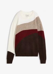 Sweter. Białe swetry nierozpinane damskie bonprix, bez wzorów, bez kołnierzyka, bez ramiączek. Za 129.99 zł.