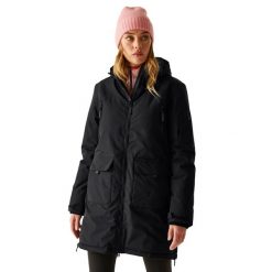 Womens/Ladies Gwynn Izolowana Kurtka Wodoodporna. Czarne kurtki sportowe damskie Regatta, m, z aplikacjami, z materiału, bez ramiączek, z kapturem, trekkingowe. Za 274.99 zł.
