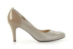 Czółenka Bayla-Em JL6446-277 Kawa, Beż/Szary, Skóra naturalna - 36. Szare czółenka damskie Bayla, bez wzorów, z materiału, klasyczne, bez obcasa, bez zapięcia. W wyprzedaży za 62.10 zł.