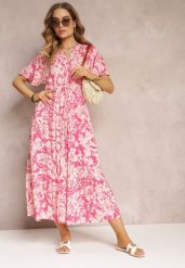 Różowa Sukienka Humina. Czerwone sukienki damskie Renee, na co dzień, l, bez wzorów, z wiskozy, eleganckie, bez kołnierzyka, bez ramiączek, midi, rozkloszowane. Za 59.99 zł.