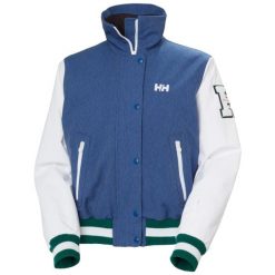 Damska kurtka narciarska Helly Hansen Apres Varsity. Niebieskie kurtki sportowe damskie Helly Hansen, na zimę, s, bez wzorów, bez ramiączek, bez kaptura, narciarskie. Za 1,421.50 zł.