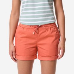 Szorty żeglarskie damskie Decathlon Sailing 100. Brązowe szorty damskie Decathlon, bez wzorów, z bawełny, sportowe. Za 79.99 zł.