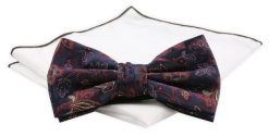 Mucha CHATTIER z Białą Poszetką - Granat z Kwiatowym Wzorem. Niebieskie krawaty i muchy Chattier, bez wzorów, z poliesteru, eleganckie. Za 59.00 zł.