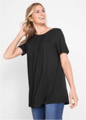 T-shirt o linii litery A, krótki rękaw. Czarne t-shirty damskie bonprix, bez wzorów, bez kołnierzyka, bez ramiączek. Za 57.99 zł.