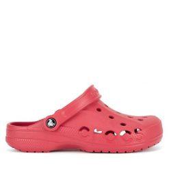 Klapki Crocs. Czerwone klapki damskie Crocs, bez wzorów, bez obcasa, bez zapięcia. Za 199.99 zł.