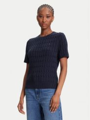 Tommy Hilfiger Sweter WW0WW45656 Granatowy Regular Fit. Niebieskie swetry nierozpinane damskie Tommy Hilfiger, l, bez wzorów, z bawełny, bez kołnierzyka, bez ramiączek. Za 359.99 zł.